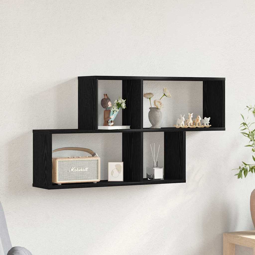 Wandregal Schwarz Eichen-Optik 76 x 15 x 53 cm Holzwerkstoff