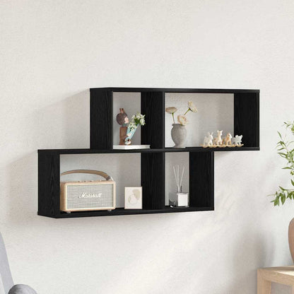Wandregal Wandhalterung Schwarz Eichen-Optik 76 x 15 x 53 cm