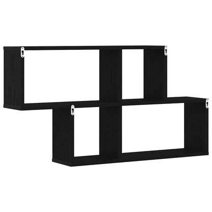 Wandregal Wandhalterung Schwarz Eichen-Optik 76 x 15 x 53 cm