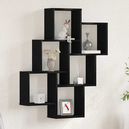 Wandregal Wandhalterung Schwarz Eichen-Optik 78 x 15 x 93 cm