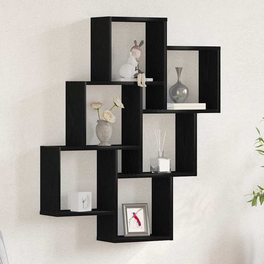 Wandregal Schwarz Eichen-Optik 78 x 15 x 92 cm Holzwerkstoff