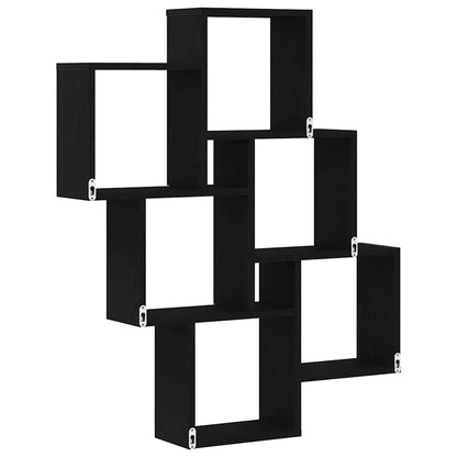 Wandregal Wandhalterung Schwarz Eichen-Optik 78 x 15 x 93 cm