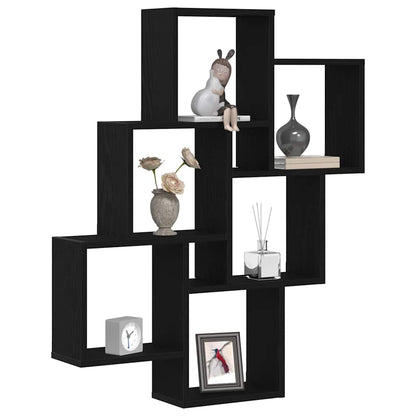 Wandregal Wandhalterung Schwarz Eichen-Optik 78 x 15 x 93 cm