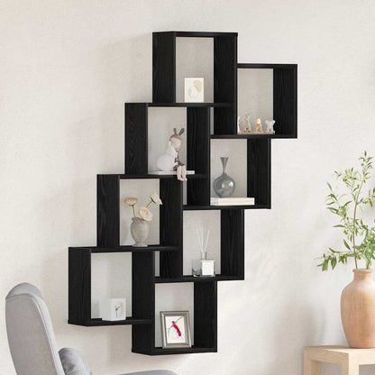 Wandregal Wandhalterung Schwarz Eichen-Optik 90 x 15 x 119,5 cm