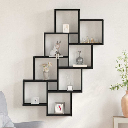 Wandregal Wandhalterung Schwarz Eichen-Optik 90 x 15 x 119,5 cm