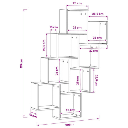 Wandregal Wandhalterung Schwarz Eichen-Optik 90 x 15 x 119,5 cm