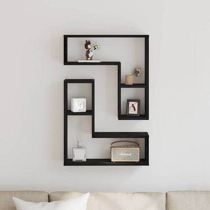 Wandregal 2 stk. Schwarz Eichen-Optik 50 x 15 x 85 cm