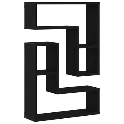 Wandregal 2 stk. Schwarz Eichen-Optik 50 x 15 x 85 cm