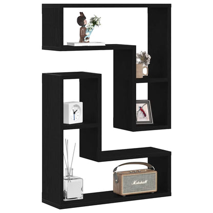 Wandregal 2 stk. Schwarz Eichen-Optik 50 x 15 x 85 cm