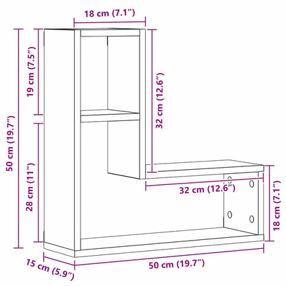 Wandregal 2 stk. Schwarz Eichen-Optik 50 x 15 x 85 cm