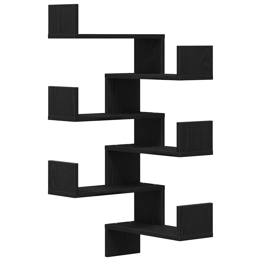 Wandregal 2 stk. Schwarz Eichen-Optik 40 x 40 x 49,5 cm