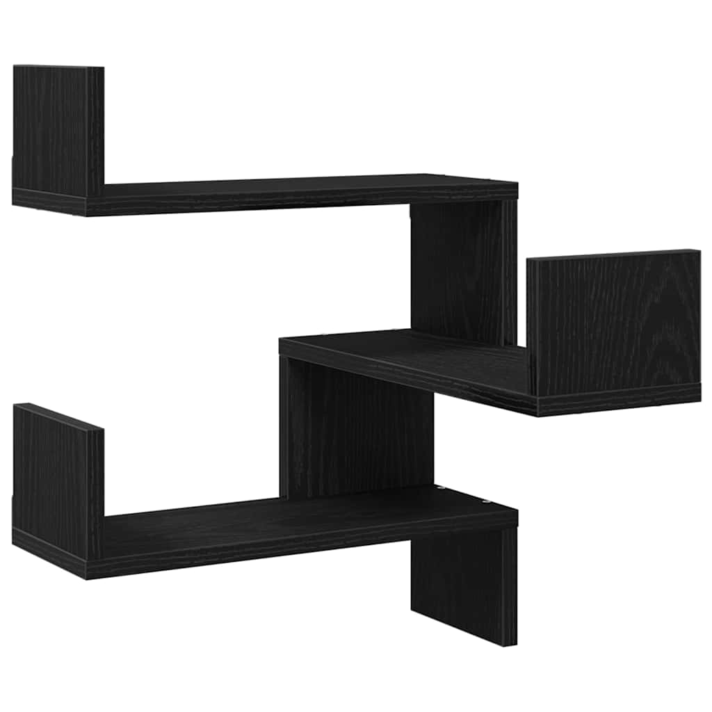Wandregal 2 stk. Schwarz Eichen-Optik 40 x 40 x 49,5 cm