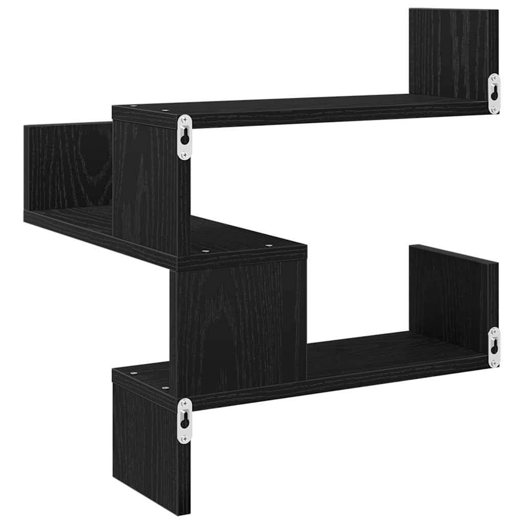 Wandregal 2 stk. Schwarz Eichen-Optik 40 x 40 x 49,5 cm