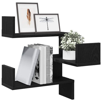 Wandregal 2 stk. Schwarz Eichen-Optik 40 x 40 x 49,5 cm