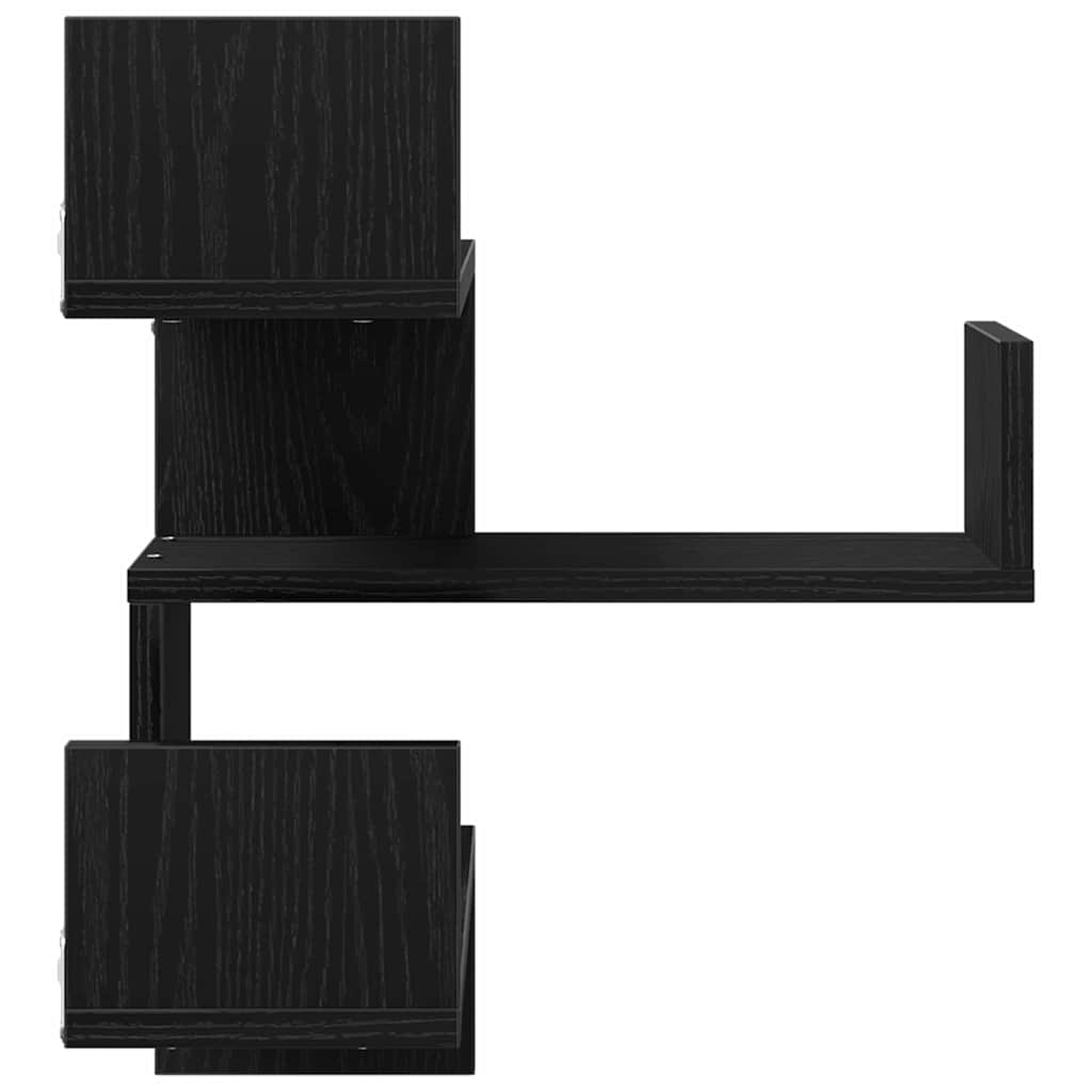 Wandregal 2 stk. Schwarz Eichen-Optik 40 x 40 x 49,5 cm