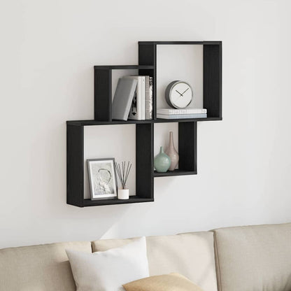 Wandregal Wandhalterung Schwarz Eichen-Optik 80 x 15 x 78,5 cm