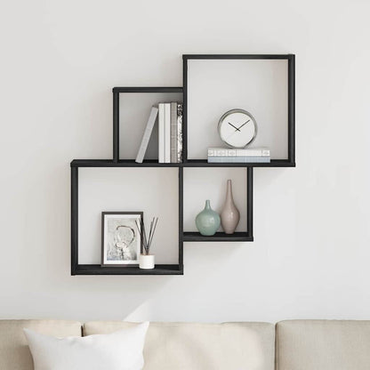 Wandregal Wandhalterung Schwarz Eichen-Optik 80 x 15 x 78,5 cm
