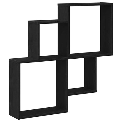 Wandregal Wandhalterung Schwarz Eichen-Optik 80 x 15 x 78,5 cm