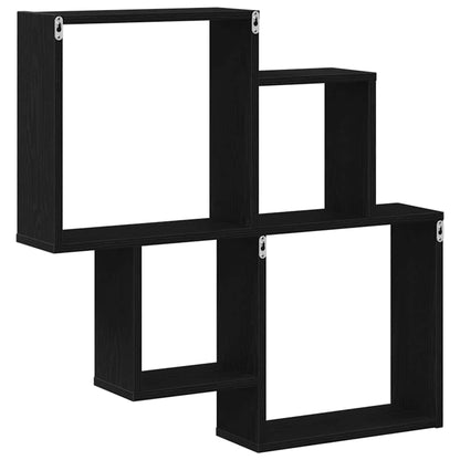 Wandregal Wandhalterung Schwarz Eichen-Optik 80 x 15 x 78,5 cm