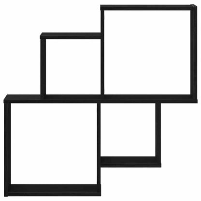Wandregal Wandhalterung Schwarz Eichen-Optik 80 x 15 x 78,5 cm