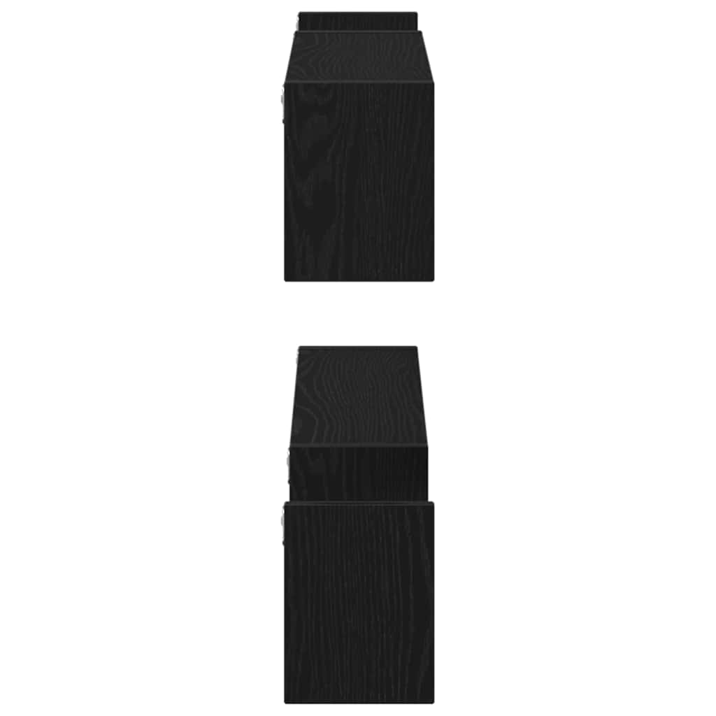 Wandregal 2 stk. Schwarz Eichen-Optik 100 x 15 x 20 cm
