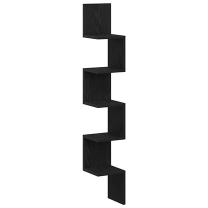 Eckregal Wandhalterung Schwarz Eichen-Optik 20 x 20 x 127,5 cm