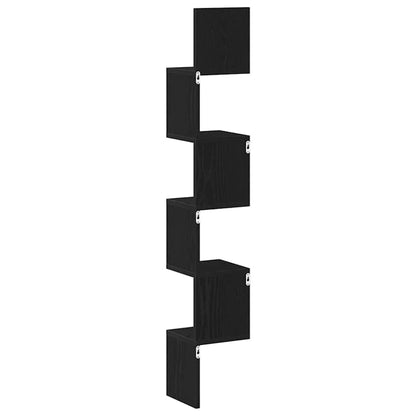 Eckregal Wandhalterung Schwarz Eichen-Optik 20 x 20 x 127,5 cm