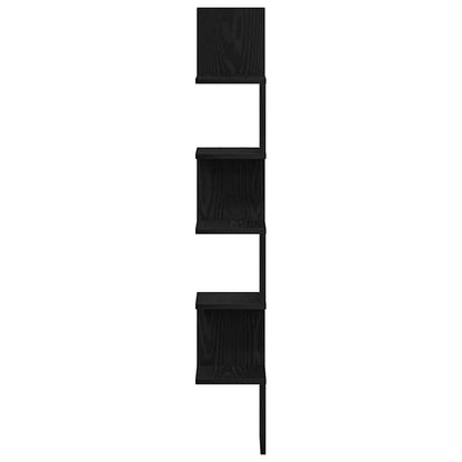 Eckregal Wandhalterung Schwarz Eichen-Optik 20 x 20 x 127,5 cm