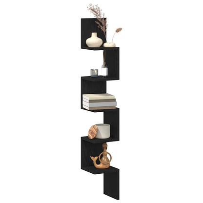 Eckregal Wandhalterung Schwarz Eichen-Optik 20 x 20 x 127,5 cm