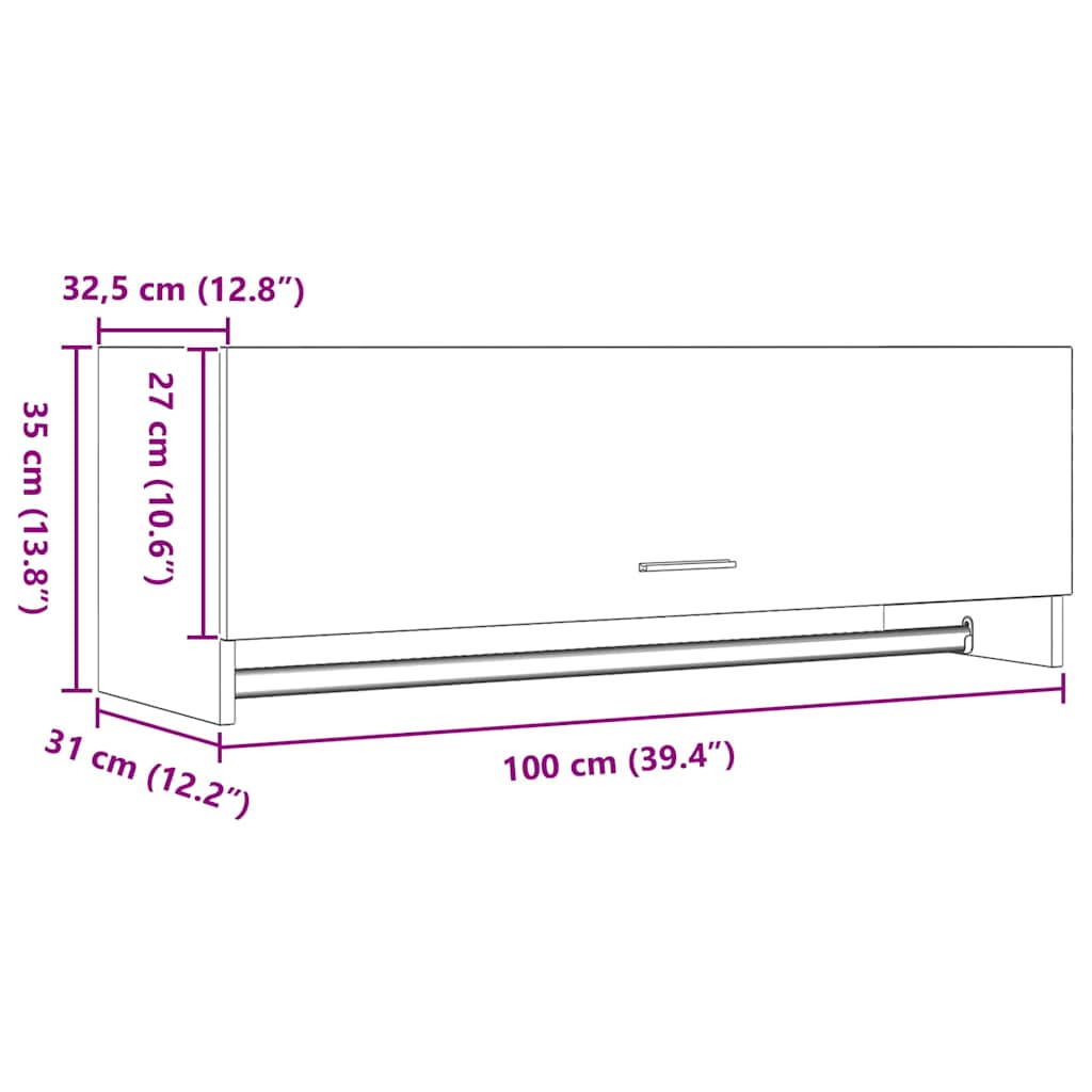 Kleiderschrank Schwarz Eichen-Optik 100 x 32,5 x 35 cm