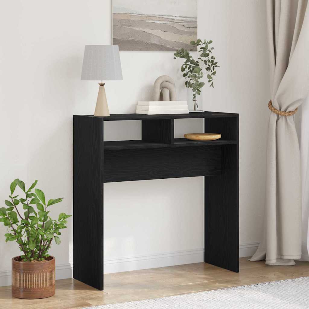 Konsolentisch Schwarz Eichen-Optik 78 x 30 x 80 cm