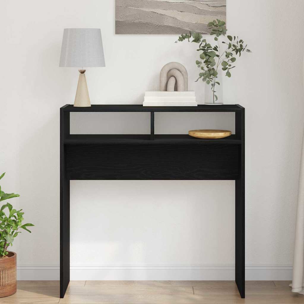 Konsolentisch Schwarz Eichen-Optik 78 x 30 x 80 cm