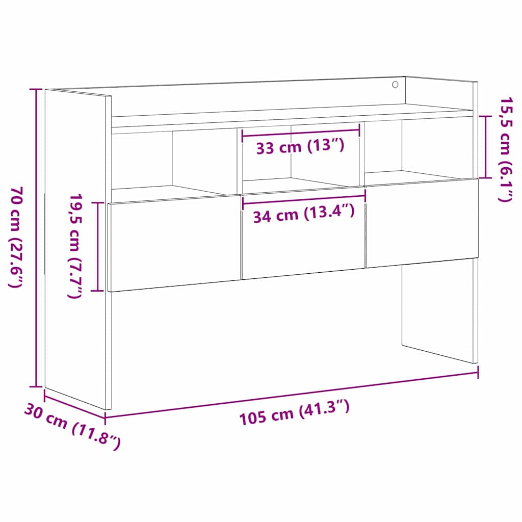 Sideboard Schwarz Eichen-Optik 105 x 30 x 70 cm Holzwerkstoff