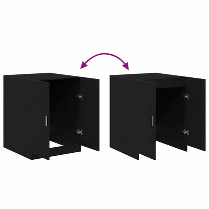 Waschmaschinen-Schrank Schwarz Eichen-Optik Holzwerkstoff