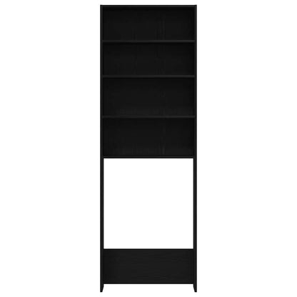Waschmaschinen-Schrank Schwarz Eichen-Optik 64 x 24 x 190 cm