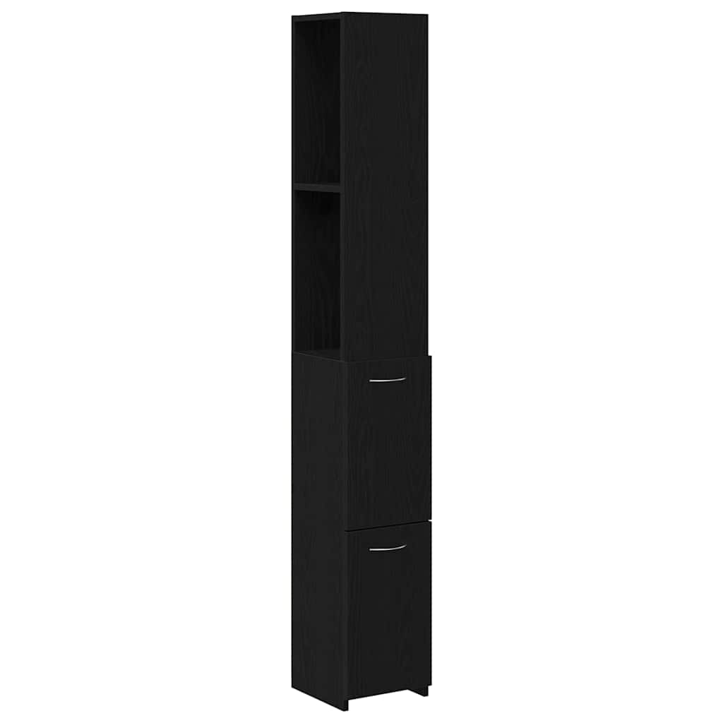 Badezimmerschrank Schwarz Eichen-Optik 25 x 25 x 170 cm