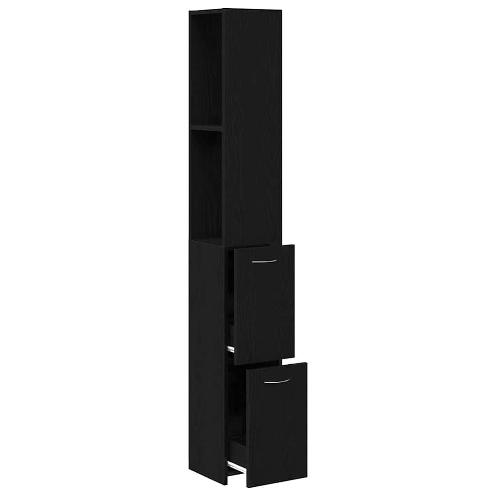 Badezimmerschrank Schwarz Eichen-Optik 25 x 25 x 170 cm