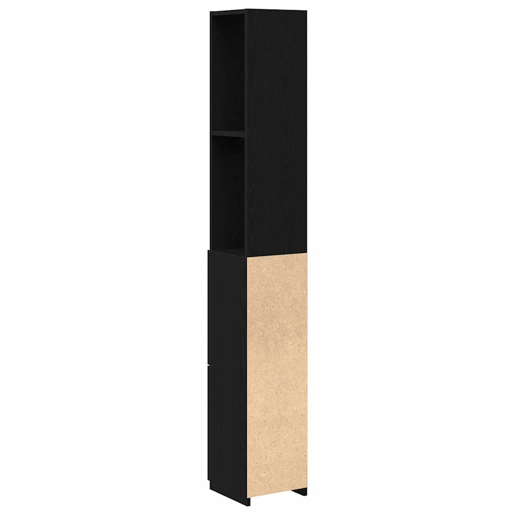 Badezimmerschrank Schwarz Eichen-Optik 25 x 25 x 170 cm