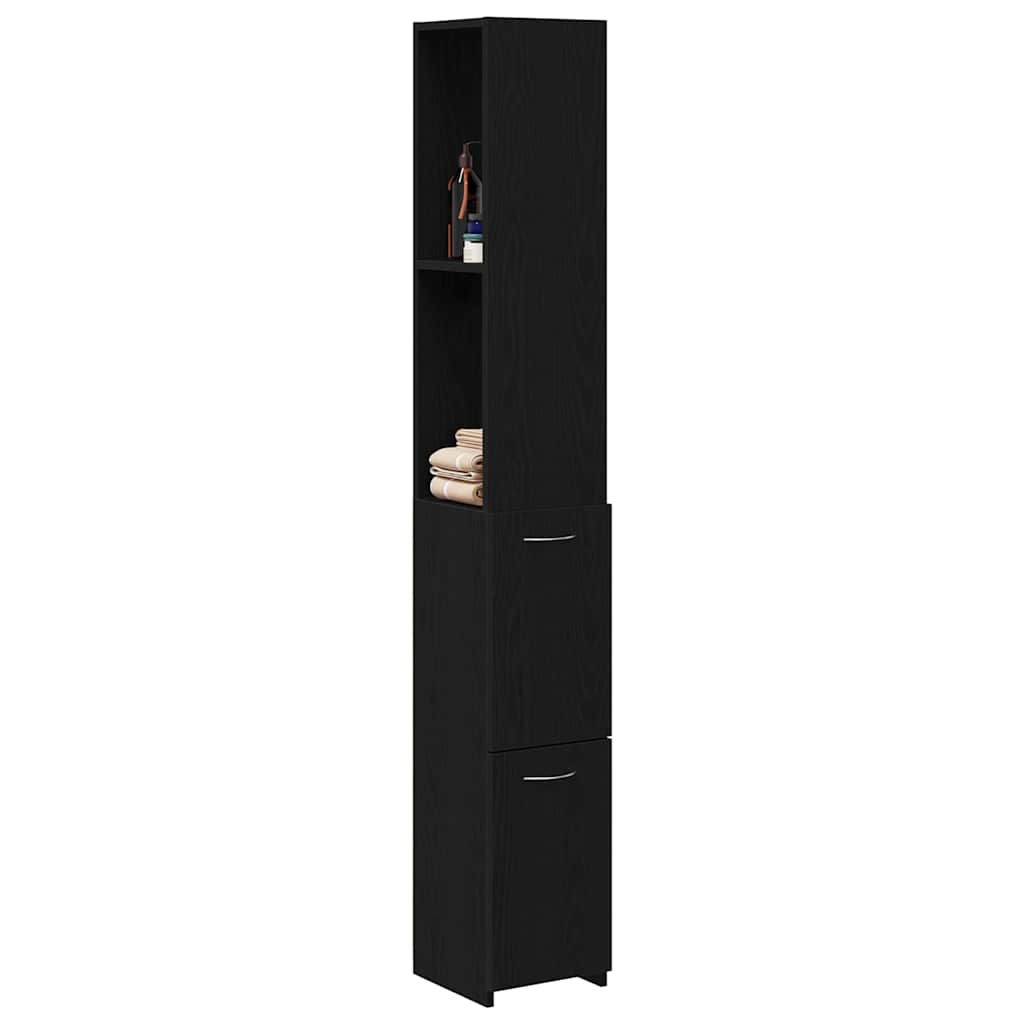Badezimmerschrank Schwarz Eichen-Optik 25 x 25 x 170 cm