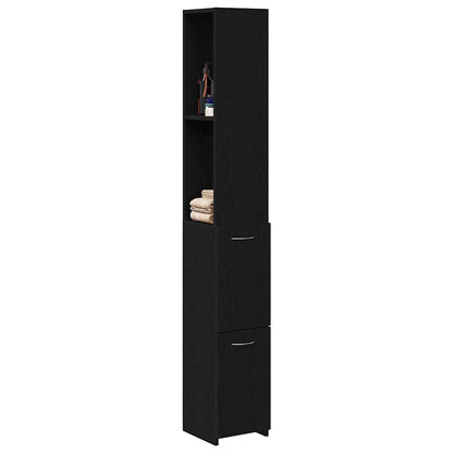 Badezimmerschrank Schwarz Eichen-Optik 25 x 25 x 170 cm