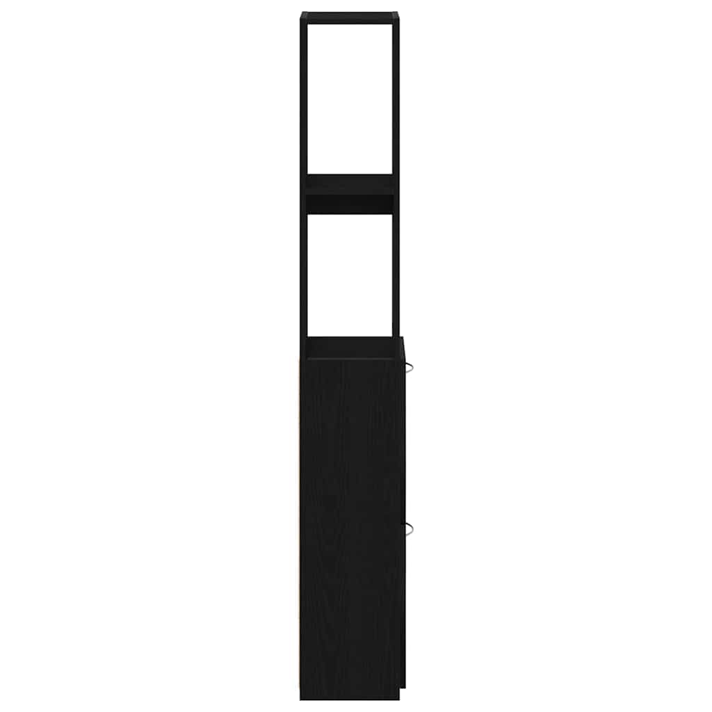 Badezimmerschrank Schwarz Eichen-Optik 25 x 25 x 170 cm
