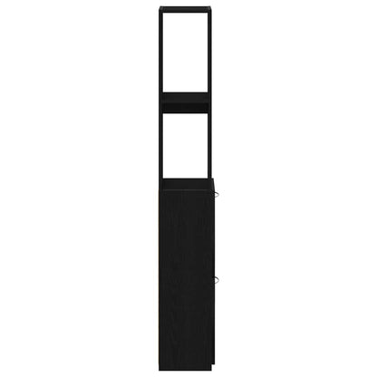 Badezimmerschrank Schwarz Eichen-Optik 25 x 25 x 170 cm
