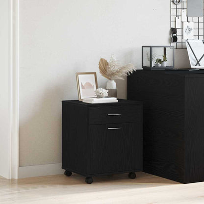 Rollschrank 45 x 38 x 54 cm Holzwerkstoff Schwarz Eichen-Optik