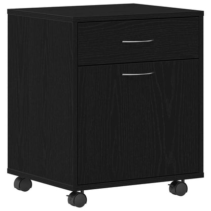 Rollschrank 45 x 38 x 54 cm Holzwerkstoff Schwarz Eichen-Optik