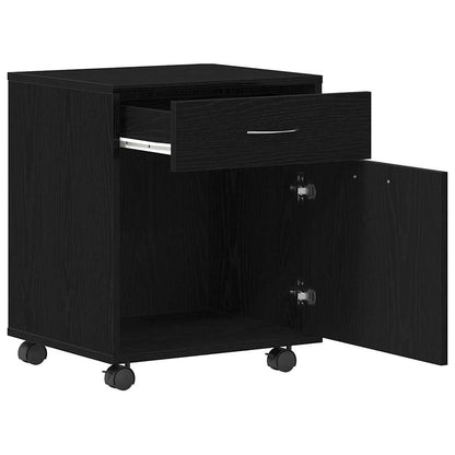 Rollschrank 45 x 38 x 54 cm Holzwerkstoff Schwarz Eichen-Optik