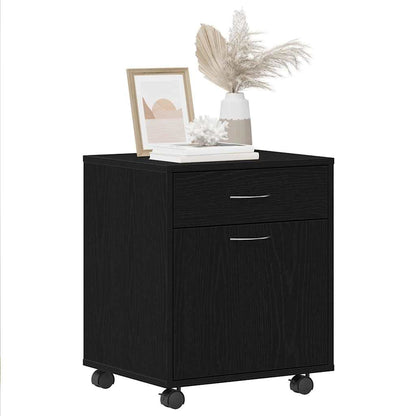 Rollschrank 45 x 38 x 54 cm Holzwerkstoff Schwarz Eichen-Optik