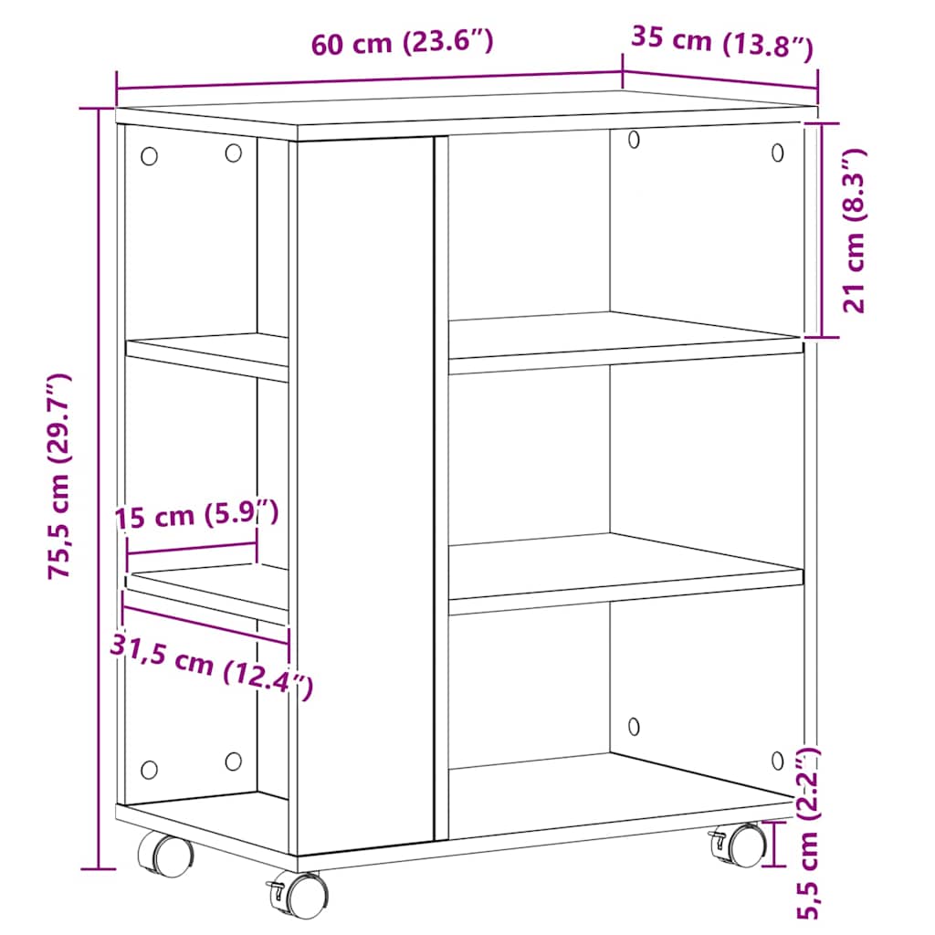 Aufbewahrungsschrank 60 x 35 x 75 cm Holzwerkstoff