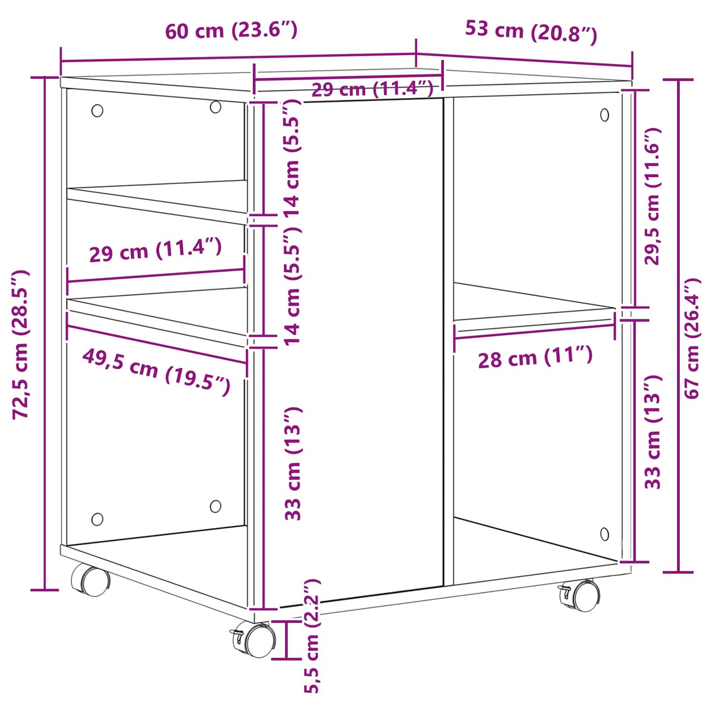 Aufbewahrungsschrank 60 x 53 x 72,5 cm Holzwerkstoff