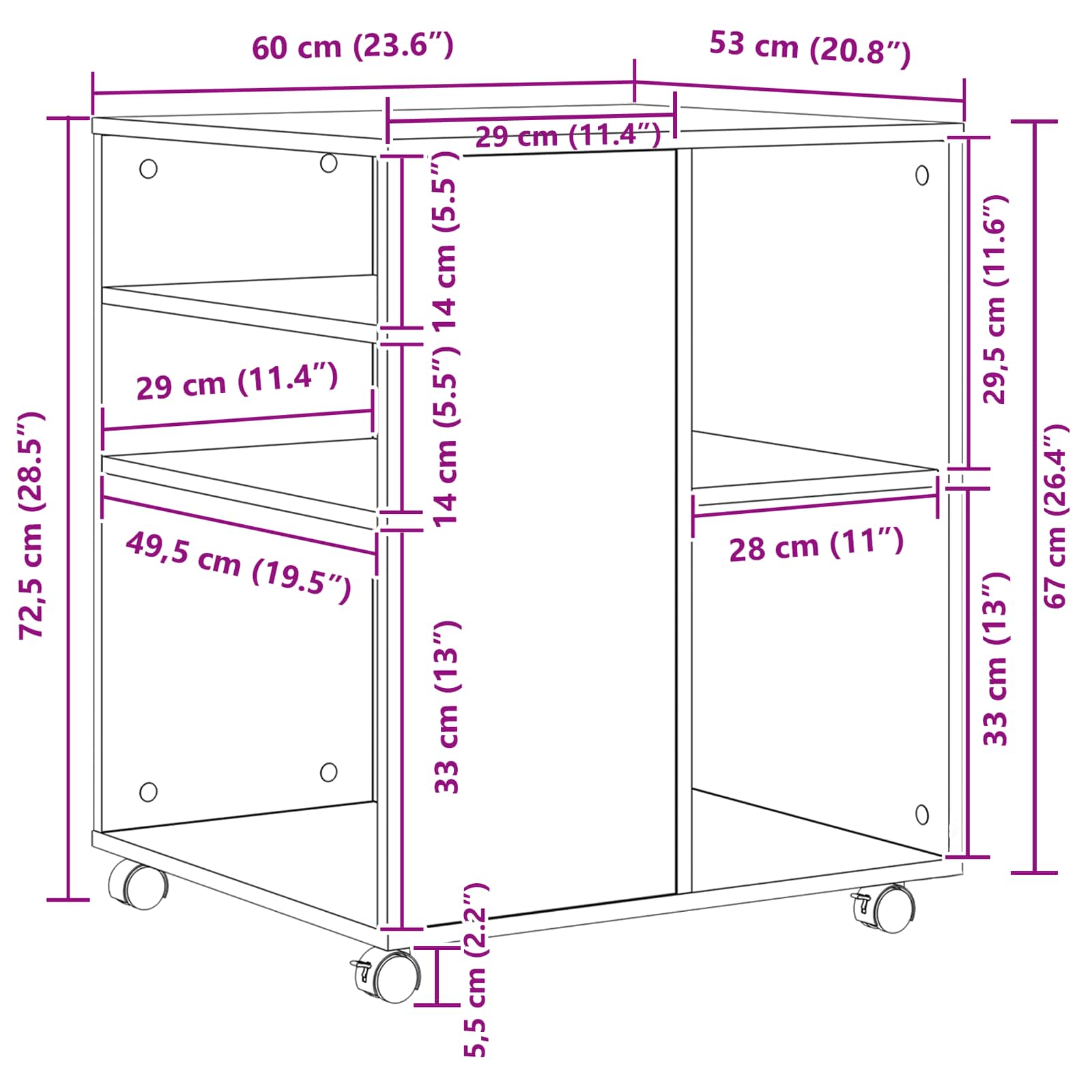 Aufbewahrungsschrank 60 x 53 x 72,5 cm Holzwerkstoff