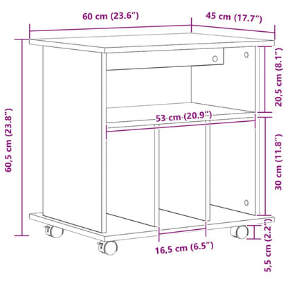 Rollschrank 60 x 45 x 55 cm Holzwerkstoff Schwarz Eichen-Optik
